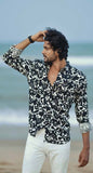 PRINTED REGULAR FIT BLACK COTTON SHIRT