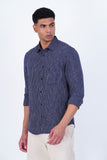 WHITE STRIPE ON NAVY CASUAL SHIRT