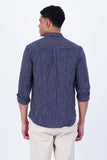 WHITE STRIPE ON NAVY CASUAL SHIRT