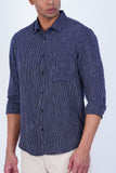 WHITE STRIPE ON NAVY CASUAL SHIRT