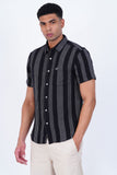 MOCKLENO BLACK STRIPED CASUAL SHIRT