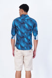MEN PRINTED BLUE WITH BLACK CASUAL SHIRT