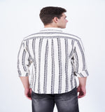 COTTON MOCKLENO CREAM STRIPED CASUAL SHIRT