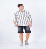 COTTON MOCKLENO CREAM STRIPED CASUAL SHIRT