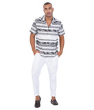 COTTON JAQUARD CUBAN COLLAR CASUAL SHIRT