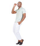 MINT GREEN STRIPE MEN'S CASUAL SHIRT