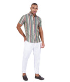 COTTON BLEND MULTI STRIPE CASUAL STRIPE