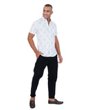 COTTON WHITE WITH GREEN DOBBY CASUAL SHIRT