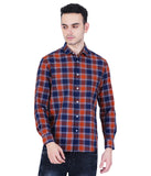 COTTON DENIM CHECKED CASUAL SHIRT