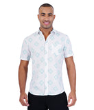 COTTON WHITE WITH GREEN DOBBY CASUAL SHIRT