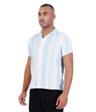 COTTON MINT WITH OFF WHITE CUBAN COLLAR CASUAL SHIRT