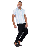 COTTON MINT WITH OFF WHITE CUBAN COLLAR CASUAL SHIRT