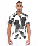 PRINTED WHITE BASED OLIVE CASUAL SHIRT
