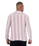 COTTON WHITE BASED PEACH OLIVE TEXTURED CASUAL SHIRT