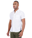 PURE LINEN WHITE SOLID CASUAL SHIRT