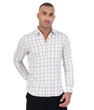 COTTON OFF WHITE TWILL CHECKED CASUAL SHIRT