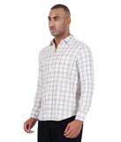 COTTON OFF WHITE TWILL CHECKED CASUAL SHIRT