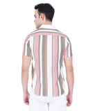 COTTON PINK GREEN WHITE CUBAN COLLAR CASUAL SHIRT