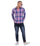 COTTON DENIM CHECKED CASUAL SHIRT