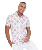 COTTON WHITE WITH ORANGE DOBBY CASUAL SHIRT