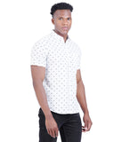 COTTON BLACK WITH WHITE SLIM FIT CASUAL SHIRT