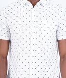 COTTON BLACK WITH WHITE SLIM FIT CASUAL SHIRT