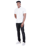COTTON BLACK WITH WHITE SLIM FIT CASUAL SHIRT