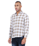 COTTON WHITE L.MUSTED CHECKED CASUAL SHIRT