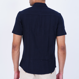 COTTON MOCKLENO NAVY STRIPED CASUAL SHIRT