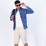 COTTON DENIM STRIPED CASUAL SHIRT