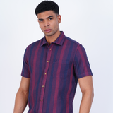 COTTON PINK & PURPLE HONEYCOMB CASUAL SHIRT