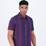 COTTON PINK & PURPLE HONEYCOMB CASUAL SHIRT