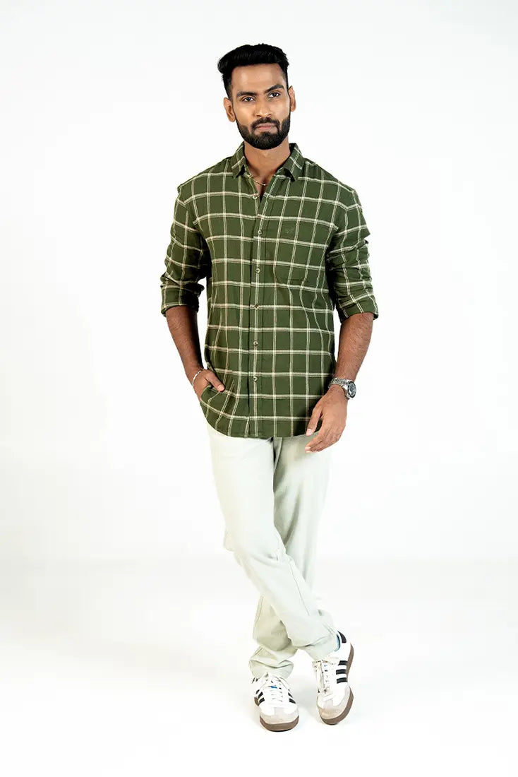 Olive Grid Check Shirt