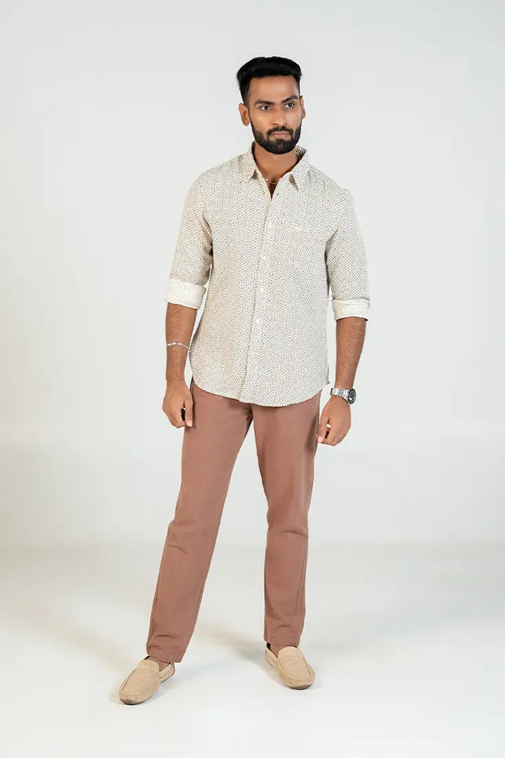 Sandstone Diamond-Print Shirt
