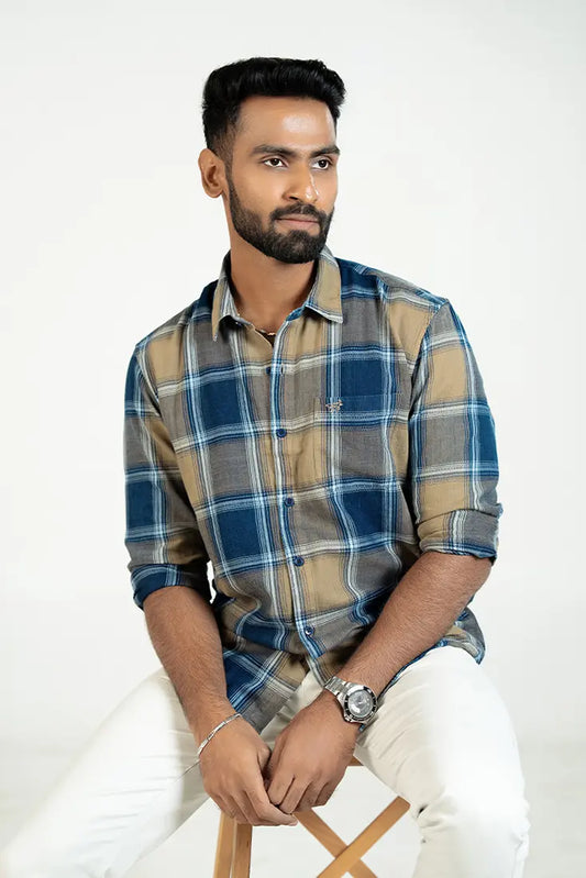 Camel Navy Check Shirt