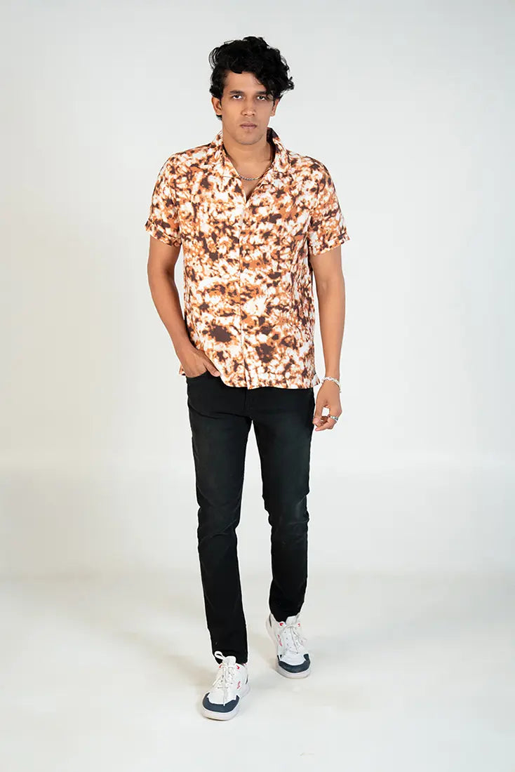 Rust Sand Abstract Print Shirt