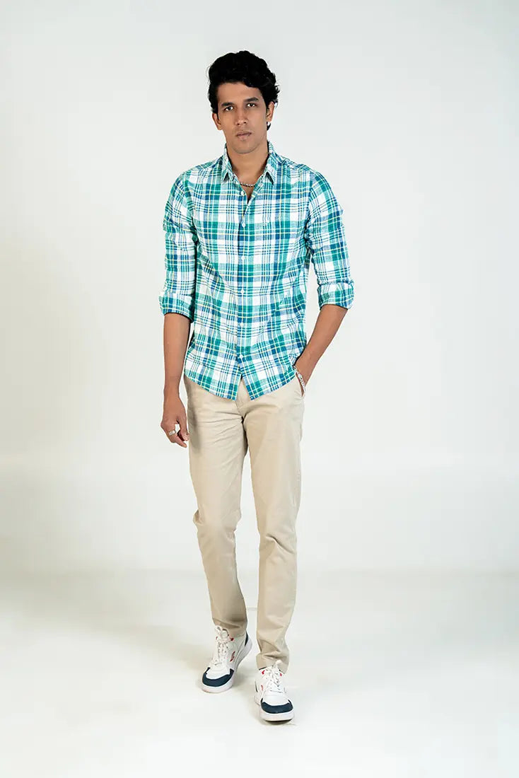 Emerald White Check Shirt