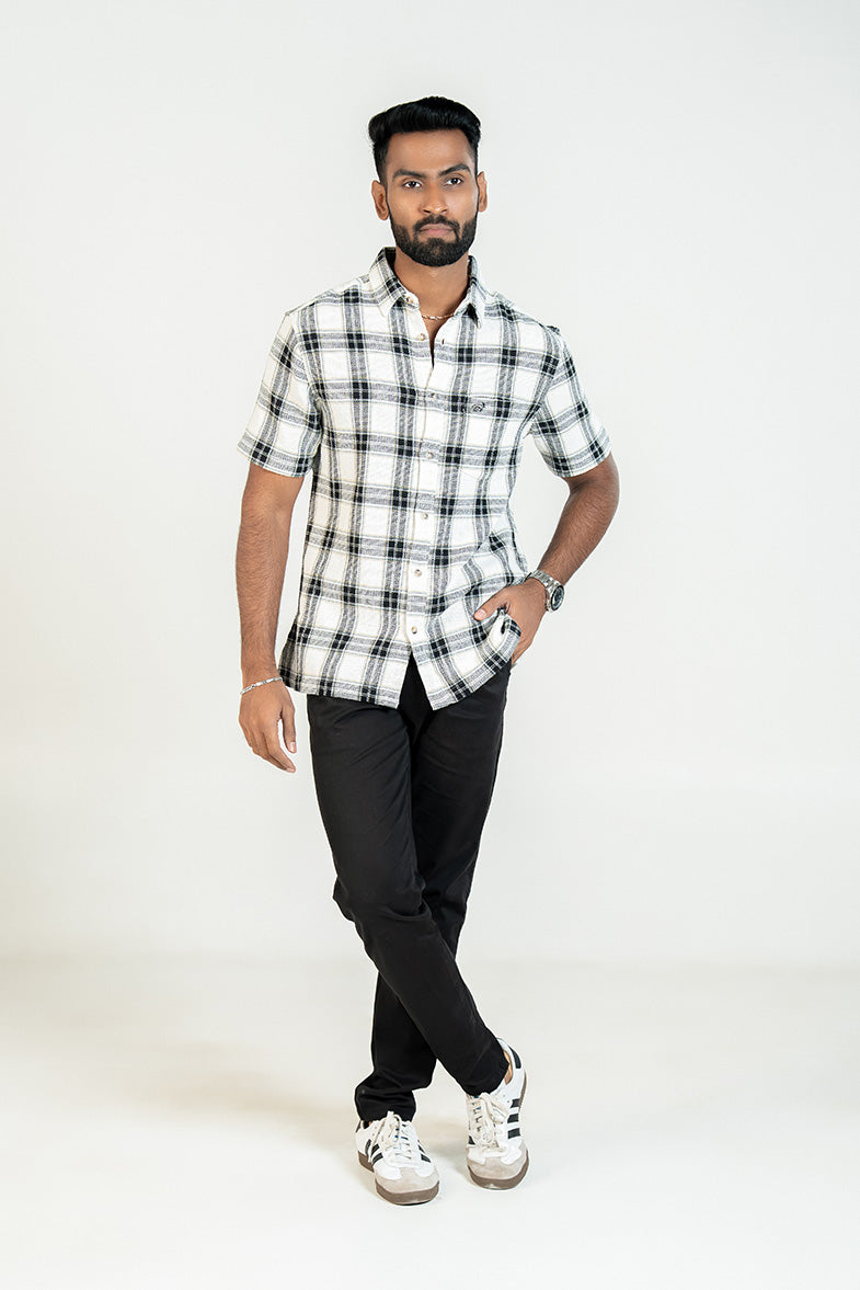 Ivory Black Short Sleeve Check Shirt