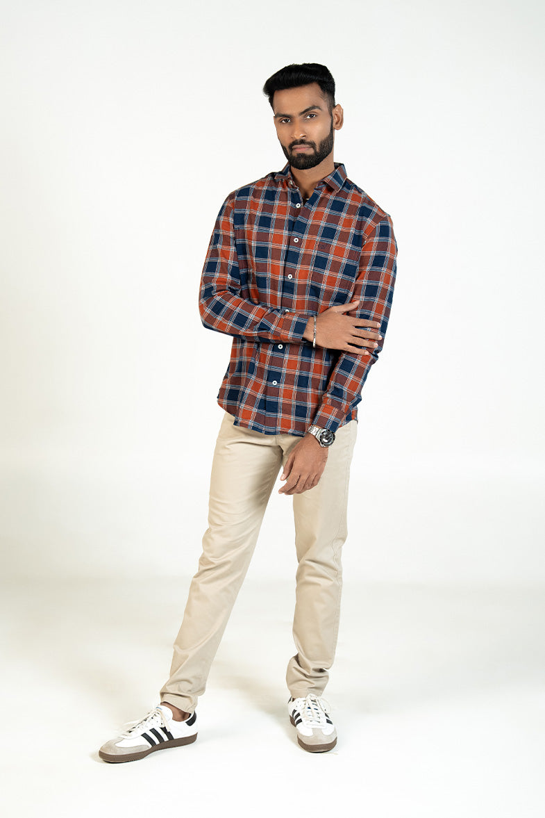 Rust Navy Plaid Shirt