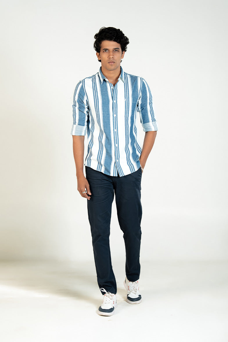 Coastal Blue Vertical Stripe Shirt