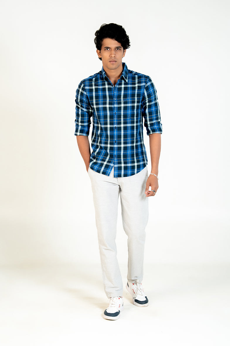Midnight Blue Multi-Check Shirt