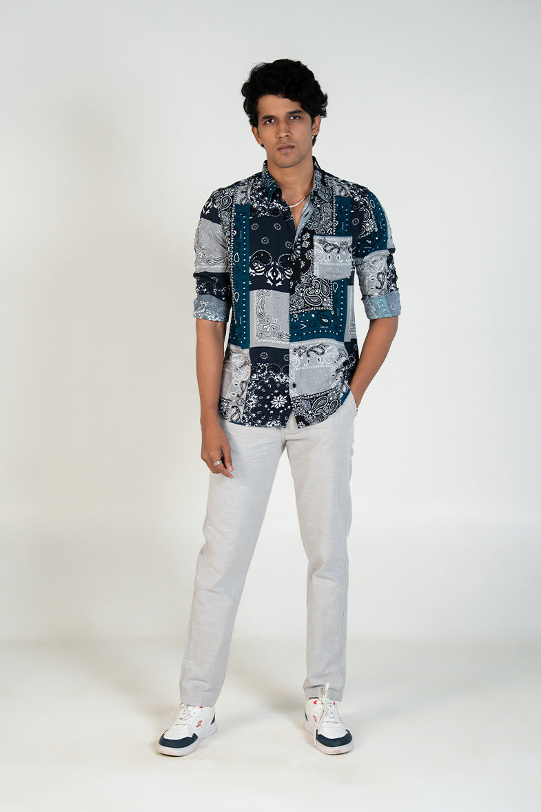 Midnight Patchwork Print Shirt