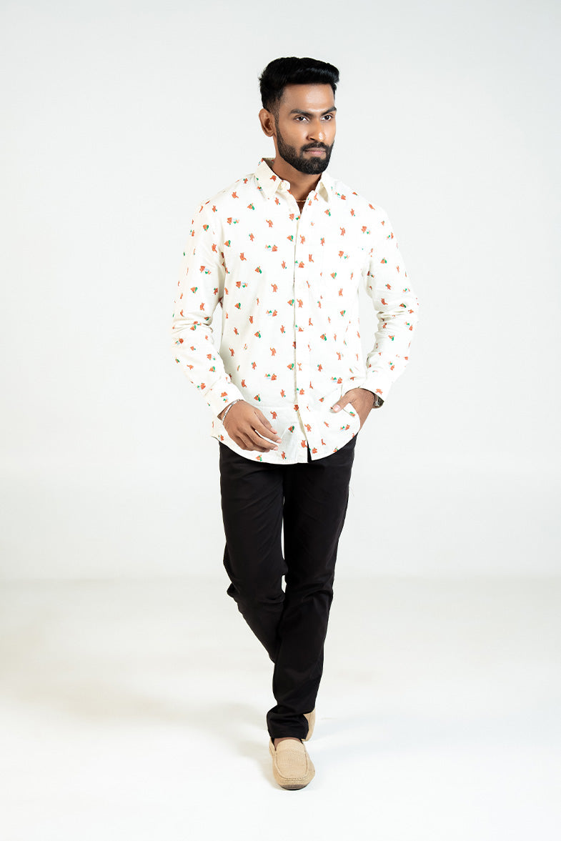 Ivory Mini Motif Print Shirt