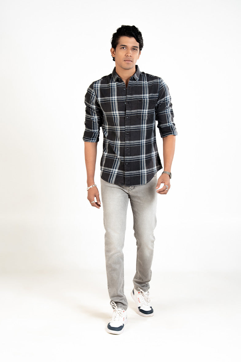 Charcoal White Check Shirt