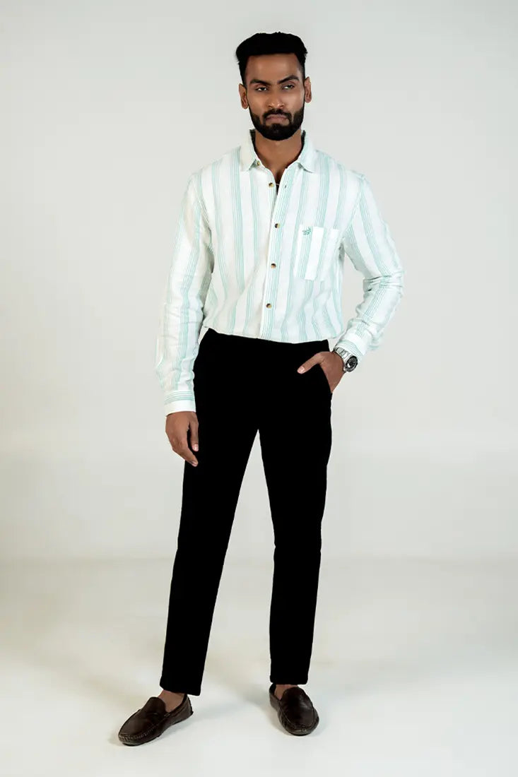 Sage Green Vertical Stripe Shirt
