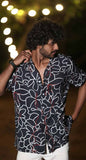 PRINTED REGULAR FIT VISCOSE BLACK SHIRT