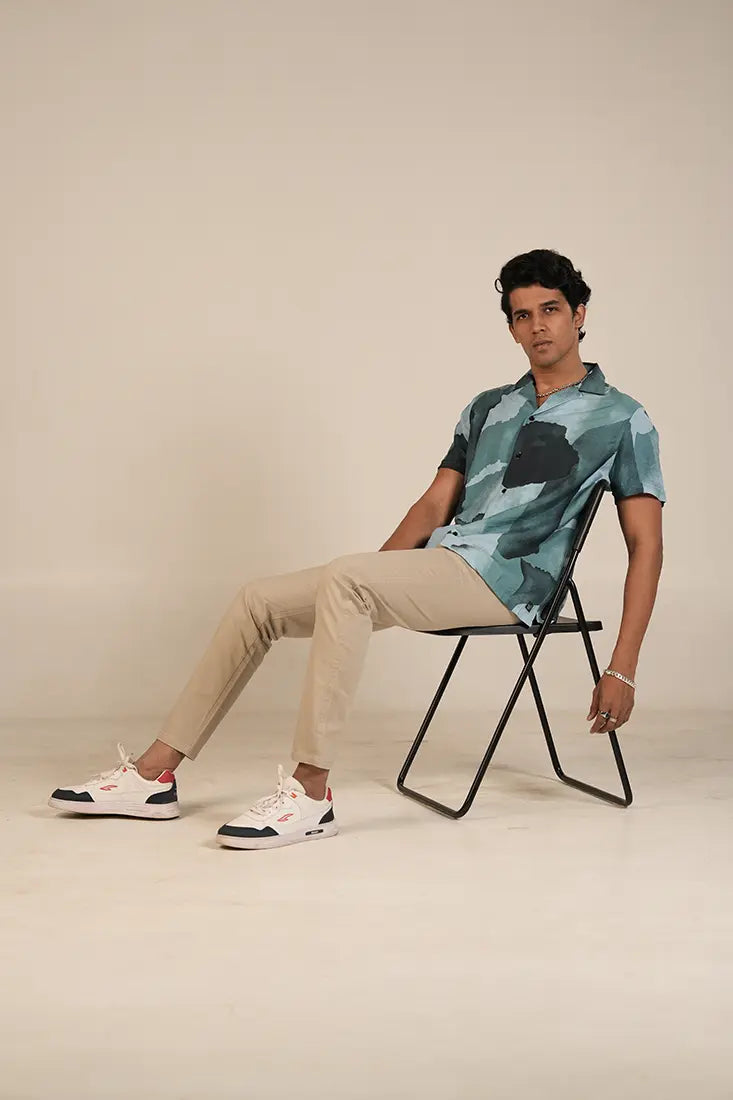 Blue Abstract Print Shirt