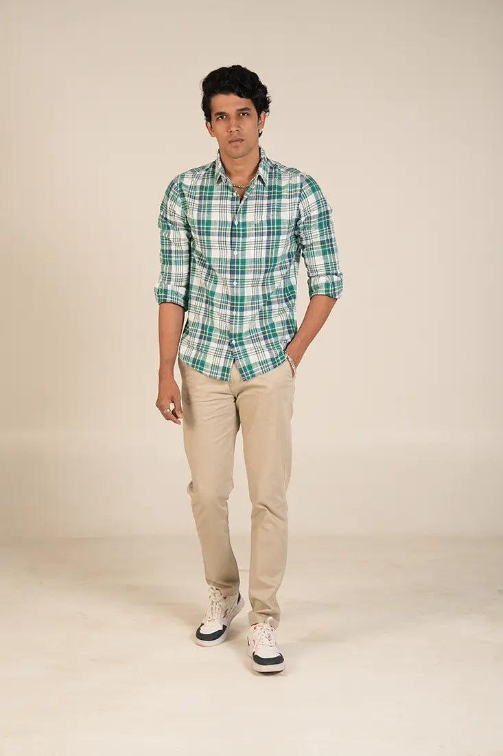 Emerald White Check Shirt
