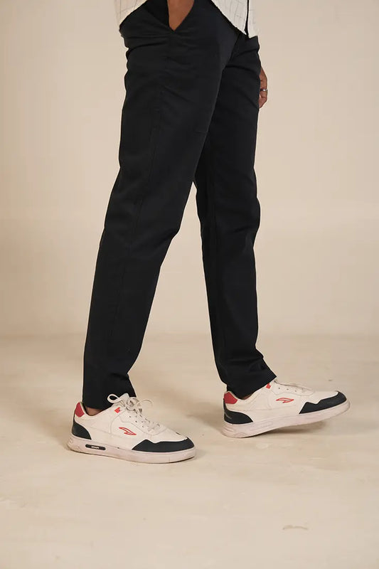 C&S Dark Navy Blue Cotton Trouser
