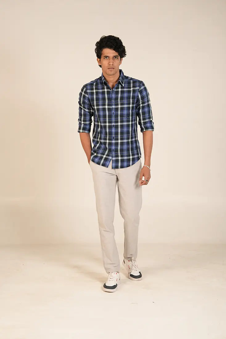Midnight Blue Multi-Check Shirt